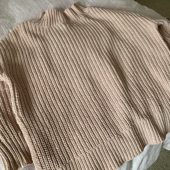 Blush Pink Mock Neck Knit Sweater - Picture 5 of 5